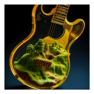 Pôster Fantasy Cute Guitar Forest House
