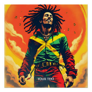 Pôster Fantasy Cute Jamaica Flag Sun