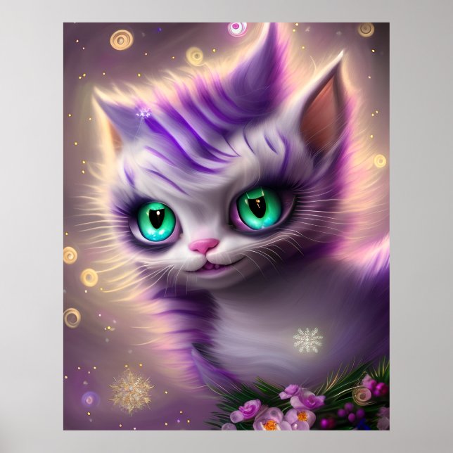 Poster Fantasy Cute Kawaii baby Cheshire kitten (Frente)