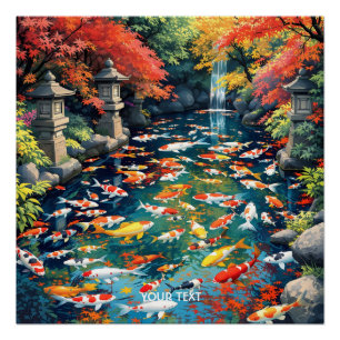 Pôster Fantasy Cute Koi Fish Pond