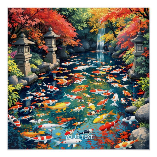 Pôster Fantasy Cute Koi Fish Pond (Frente)