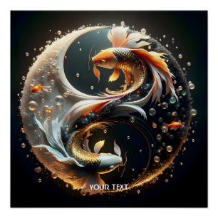 Pôster Fantasy Cute Koi Yin Yang