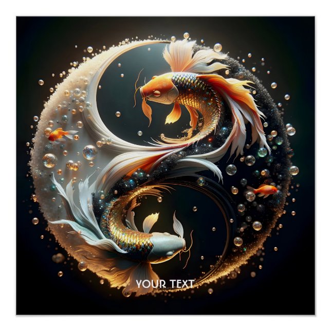 Pôster Fantasy Cute Koi Yin Yang (Frente)