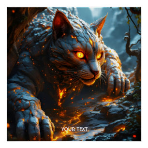 Pôster Fantasy Cute Lava Fire Tiger