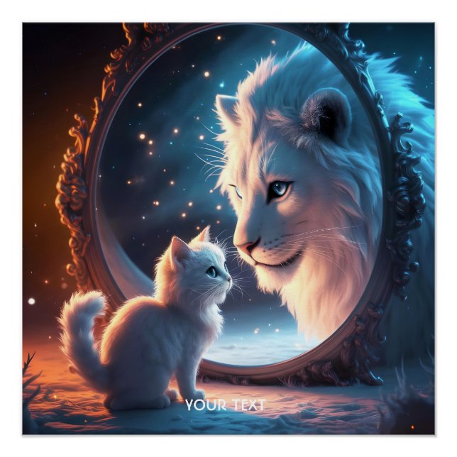Pôster Fantasy Cute Lion Kitten Mirror (Frente)