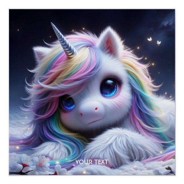 Pôster Fantasy Cute Lovely Baby Unicorn (Frente)