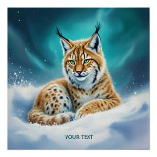 Pôster Fantasy Cute Lynx Winter