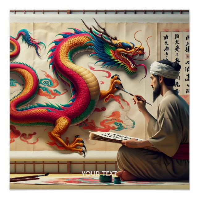 Pôster Fantasy Cute Man Brush Dragon (Frente)