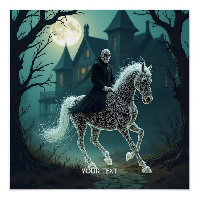 Pôster Fantasy Cute Man Halloween Horse (Frente)