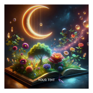 Pôster Fantasy Cute Moon Garden Book