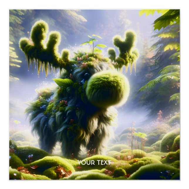Pôster Fantasy Cute Moss Moose Forest (Frente)