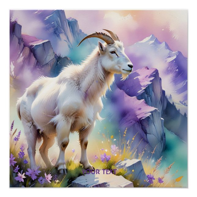 Pôster Fantasy Cute Mountain Goat Meadow (Frente)
