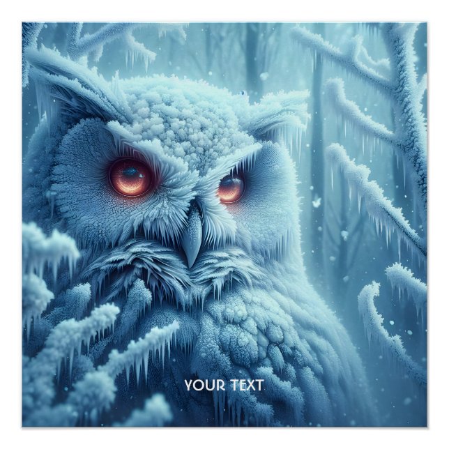 Pôster Fantasy Cute Owl Snow Winter (Frente)