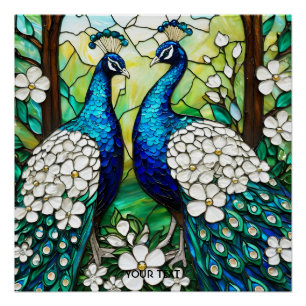 Pôster Fantasy Cute Peacock StainGlass
