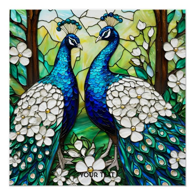 Pôster Fantasy Cute Peacock StainGlass (Frente)