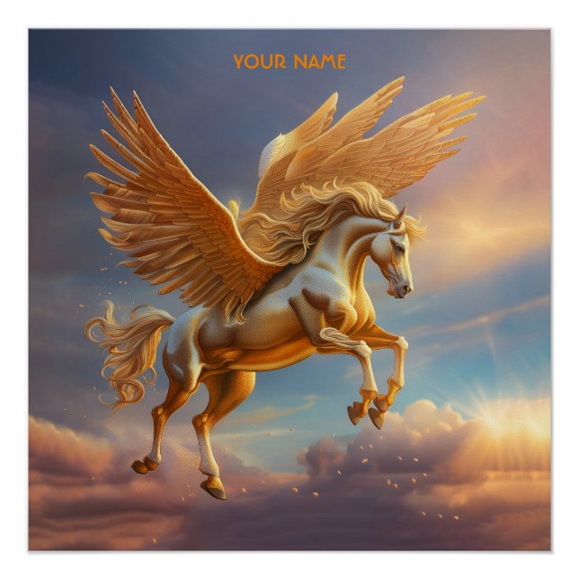 Pôster Fantasy Cute Pegasus Dusk Sky (Frente)