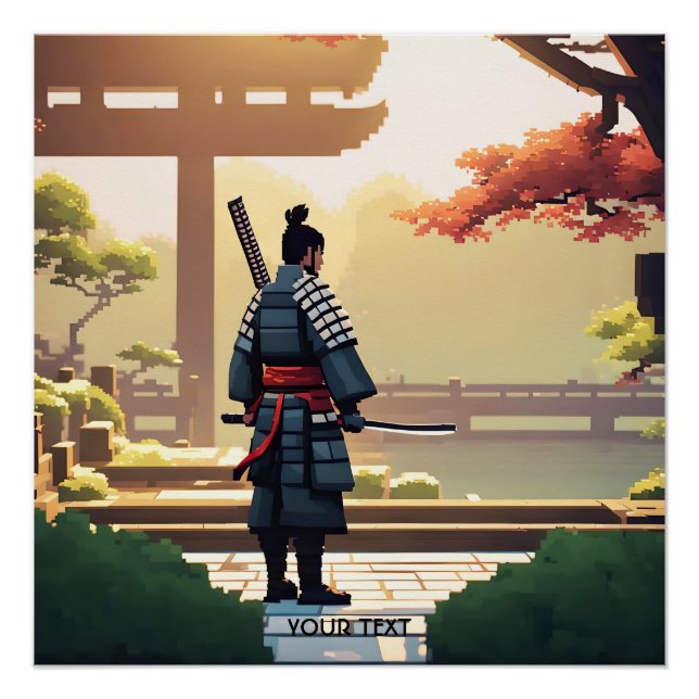 Pôster Fantasy Cute Pixel Art Samurai (Frente)