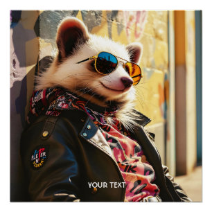 Pôster Fantasy Cute Possum Leather Jaqueta