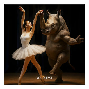 Pôster Fantasy Cute Rhino Dancer Ballerina