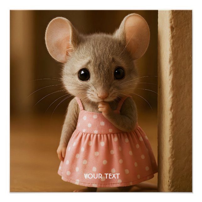 Pôster Fantasy Cute Sad Little Mouse  (Frente)