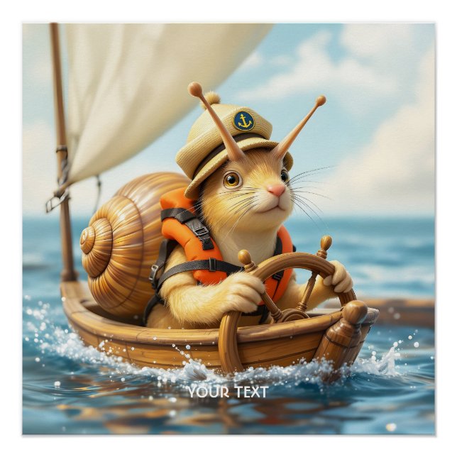 Pôster Fantasy Cute Snail Direction (Frente)