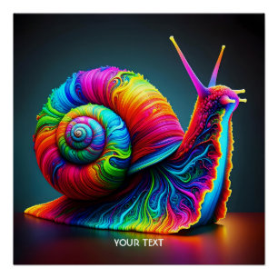 Pôster Fantasy Cute Snail Muitas Cores