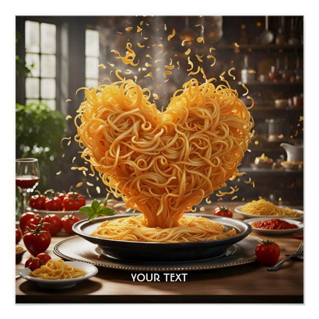 Pôster Fantasy Cute Spaghetti Heart Plate (Frente)