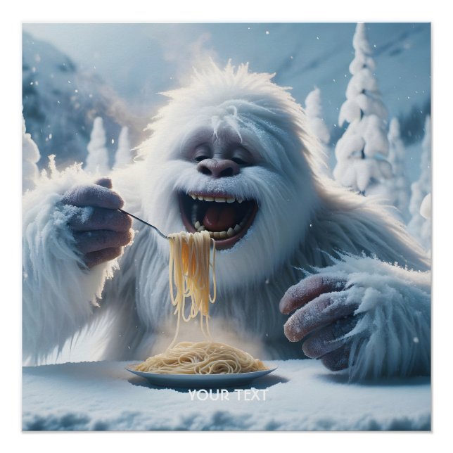 Pôster Fantasy Cute Spaghetti Yeti Neve (Frente)