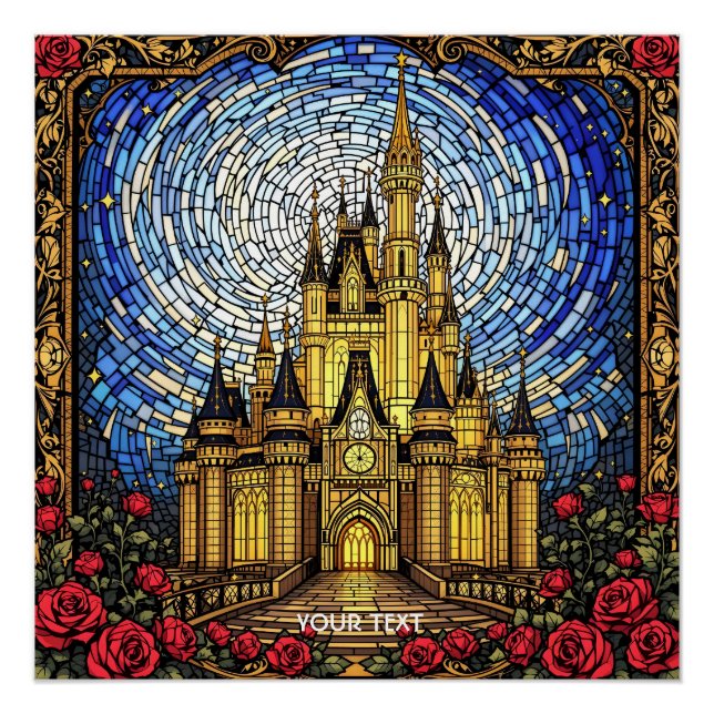 Pôster Fantasy Cute StainGlass Castle (Frente)