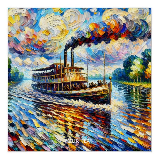 Pôster Fantasy Cute Steam Boat Ship (Frente)
