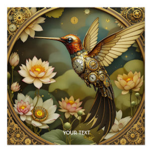 Pôster Fantasy Cute Steampunk Bird