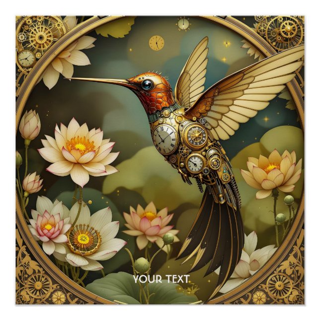 Pôster Fantasy Cute Steampunk Bird (Frente)