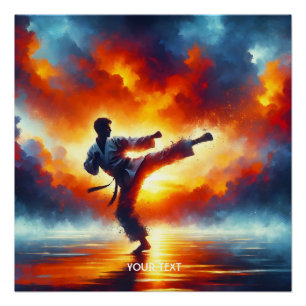 Pôster Fantasy Cute Sunset Karate Fighter