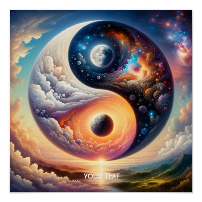 Pôster Fantasy Cute Surreal Yin Yang (Frente)