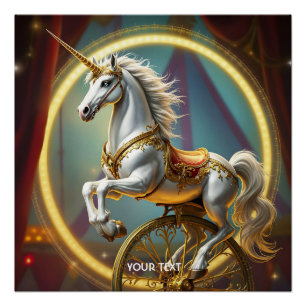 Pôster Fantasy Cute Unicorn Wheel Circus
