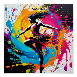 Pôster Fantasy Cute Vivid Dancer Splatter Painting