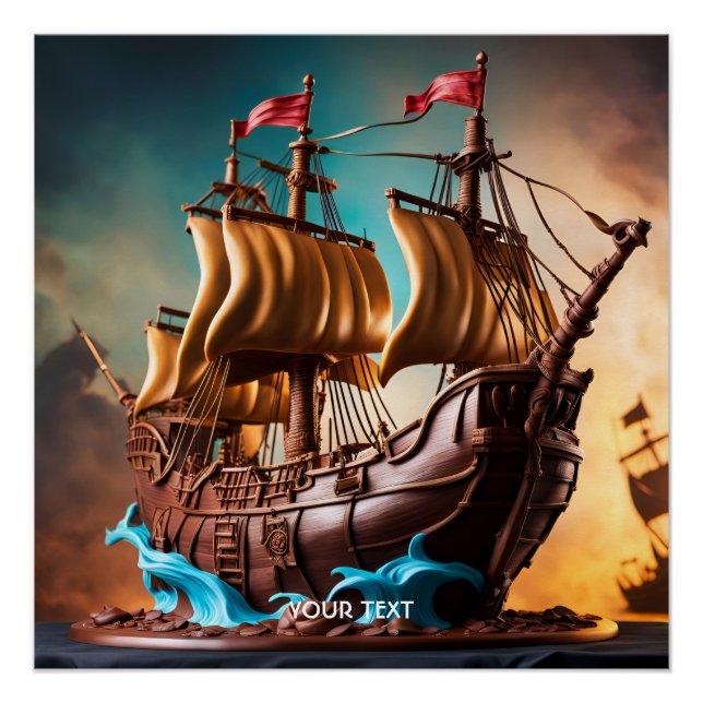 Pôster Fantasy Cute Vivid Pirate Ship Cake (Frente)