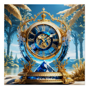 Pôster Fantasy Cute Vivid Sapphire Clock Sea