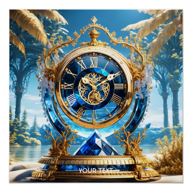 Pôster Fantasy Cute Vivid Sapphire Clock Sea (Frente)