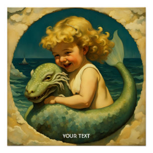 Pôster Fantasy Cute Vivid Sea Boy Pet