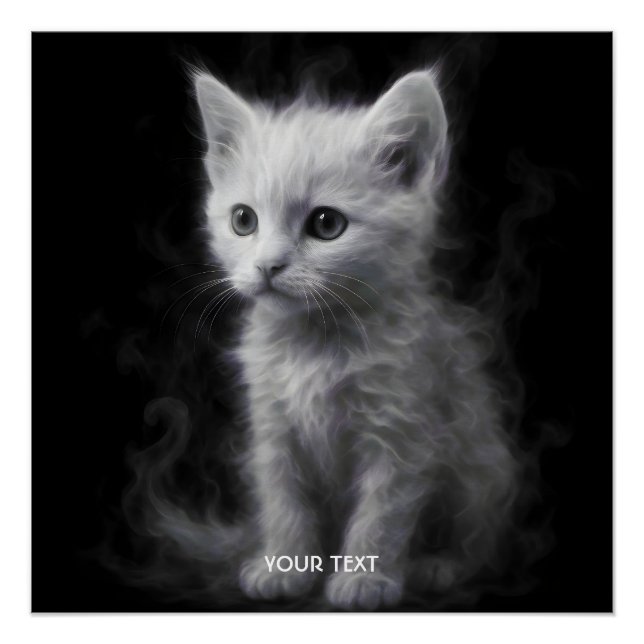 Pôster Fantasy Cute White Smoke Kitten (Frente)