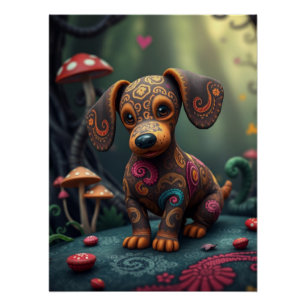 Pôster Fantasy Dachshund Puppy Art