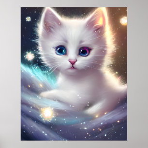 Poster Fantasy Fluffy White Cat
