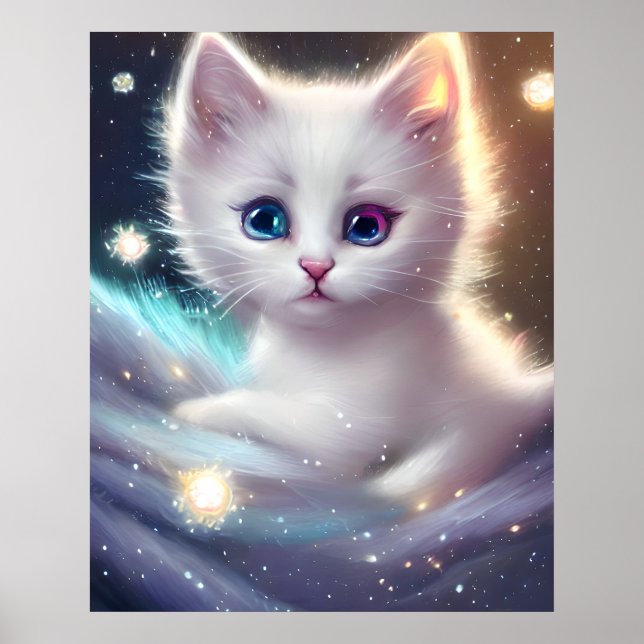 Poster Fantasy Fluffy White Cat (Frente)