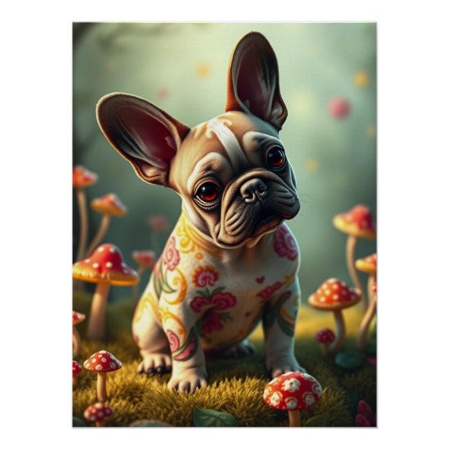Pôster Fantasy French Bulldog Puppy Art (Frente)