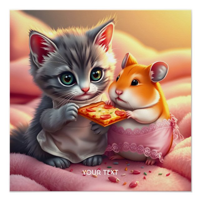 Pôster Fantasy - Gatinho Gelado Pizza (Frente)