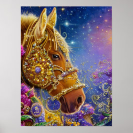 Poster Fantasy Horse com Gemstones e Joias
