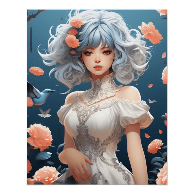 Pôster Fantasy IA Art Anime Sonhos: Pequeno Vestido Negro (Frente)