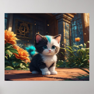 Poster *~* Fantasy Kitty Cat 5:4 Feline Kitten