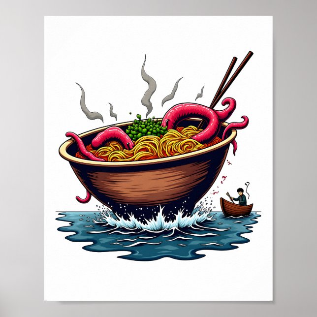 Poster Fantasy Kraken Ramen Monster Bowl (Frente)